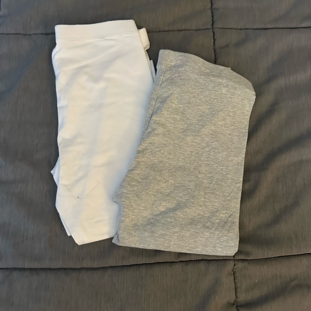 White and Gray capri Leggings with Soft Heathered Finish